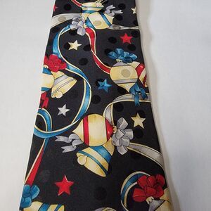 Spencer & Lowe Christmas Tie Bells, Ribbons & Ornaments Black 100% Imported Silk